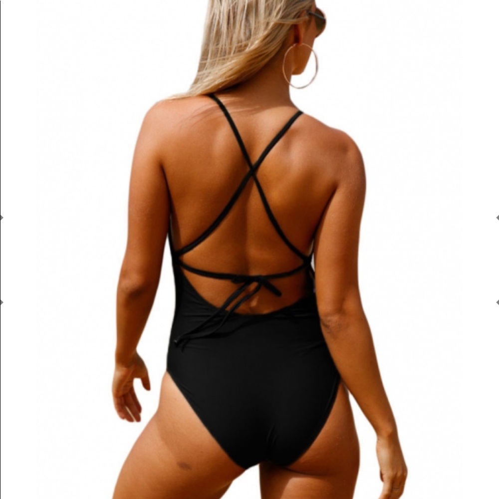 One Piece Swim Suit with Crochet Detail - Picture 2 of 3